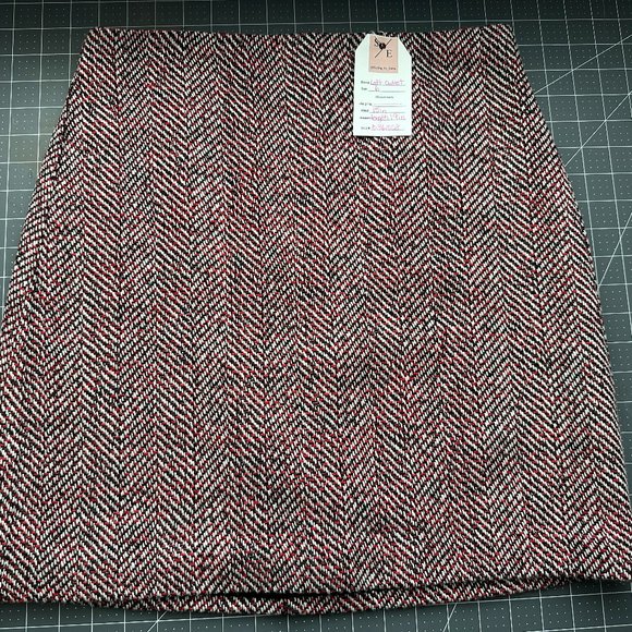 ANN TAYLOR LOFT black Gray Red Wool Blend Herringbone Tweed A-line Mini Skirt 6 - Picture 1 of 5